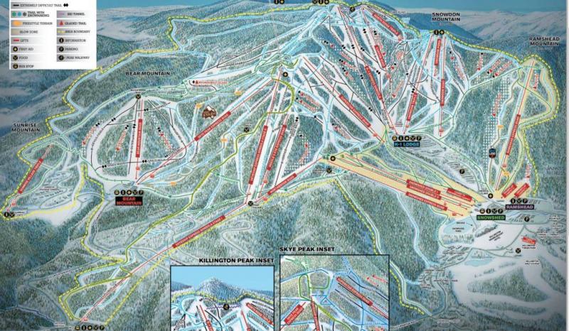 Mont Killington, Vermont, carte des pistes